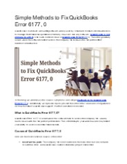 Simple Methods to Fix QuickBooks Error 6177, 0