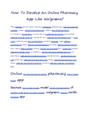 How To Develop An Online Pharmacy App Like Walgreens?