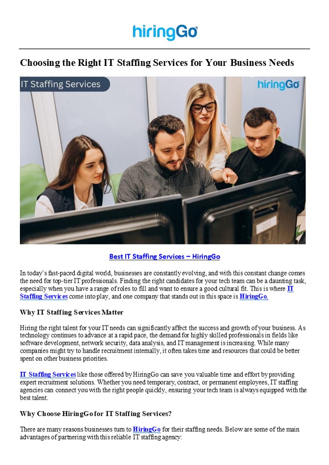 Best IT Staffing Services – HiringGo