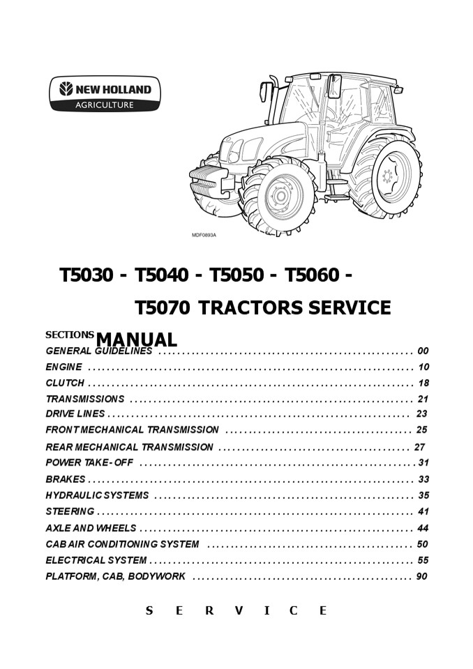 New Holland T5050 Tractor Service Repair Manual Instant Download 2