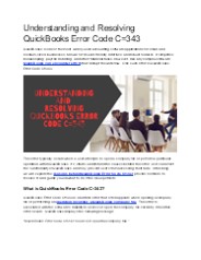 Understanding and Resolving QuickBooks Error Code C=343