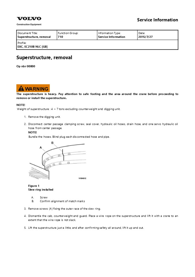 VOLVO EC210B NLC EC210BNLC EXCAVATOR Service Repair Manual Instant Download