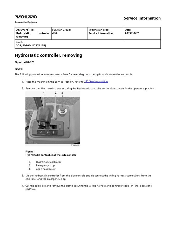 VOLVO SD77F SINGLE-DRUM ROLLER Service Repair Manual Instant Download