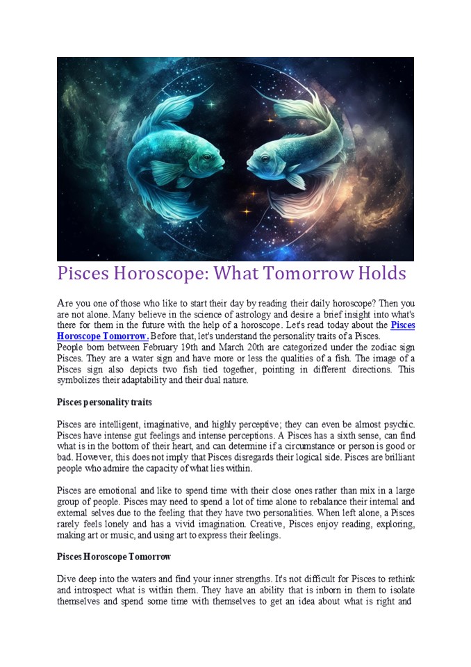 Pisces Horoscope: What Tomorrow Holds