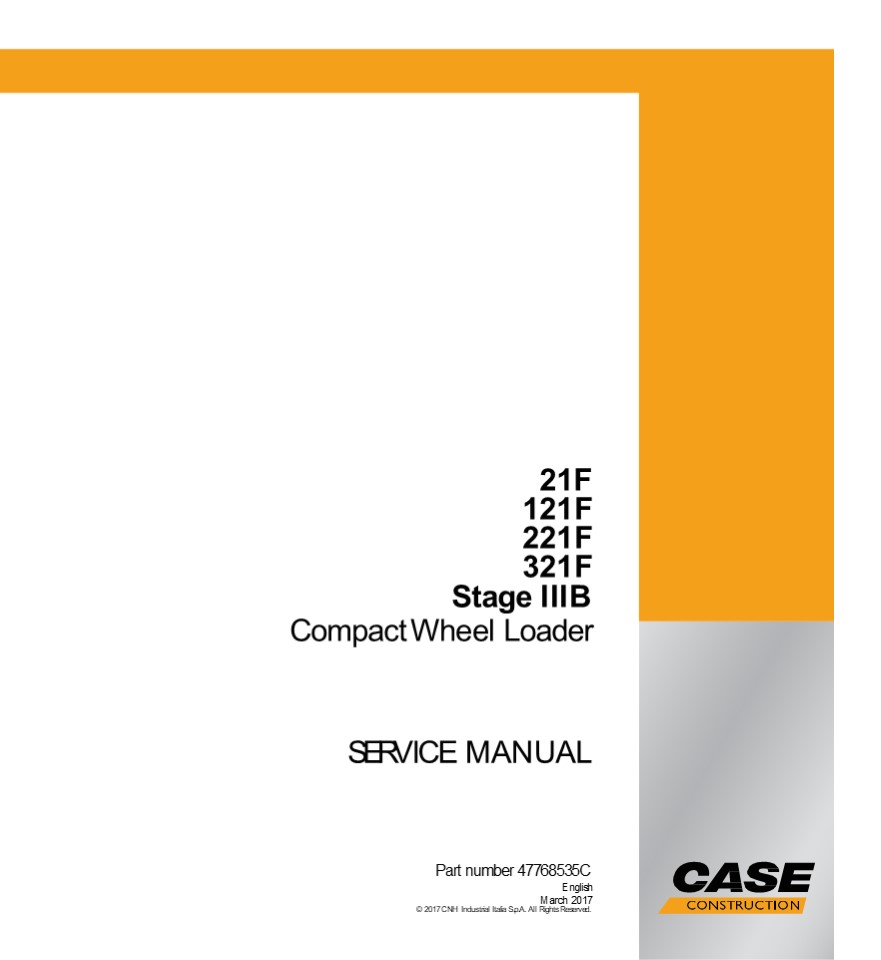 CASE 121F ZB Compact Wheel Loader Service Repair Manual Instant Download