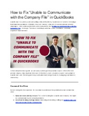 How to Fix “Unable to Communicate with the Company File” in QuickBooks