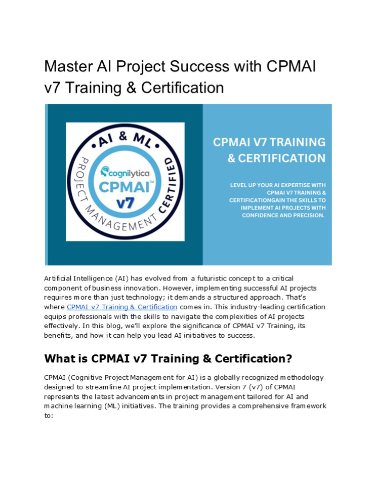 Master CPMAI v7 Training & Certification Today