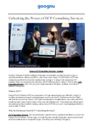 Expert GCP Consulting Services - Goognu
