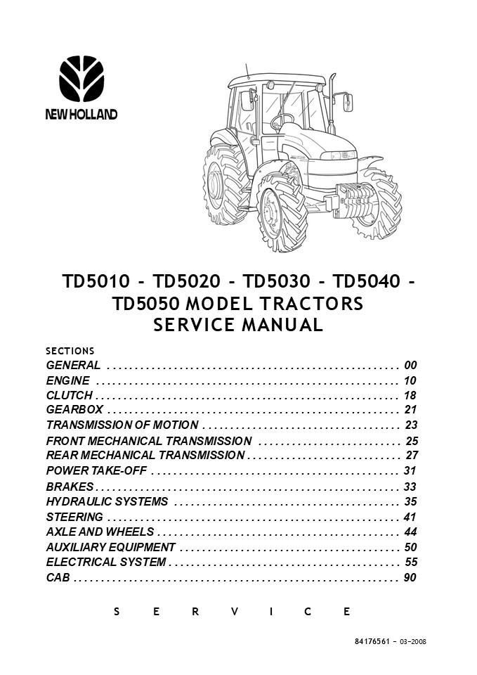 New Holland TD5020 Tractor Service Repair Manual Instant Download