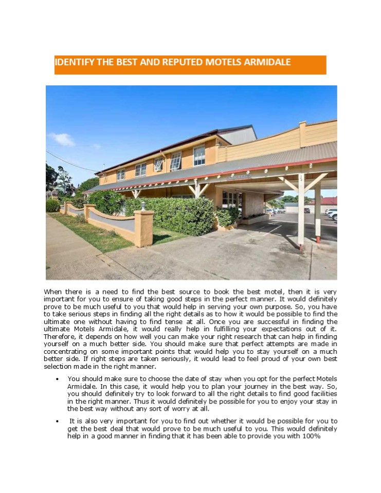 Identify the best and reputed Motels Armidale