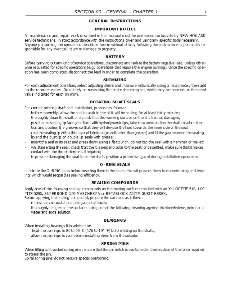 New Holland TN70 Tractor Service Repair Manual Instant Download