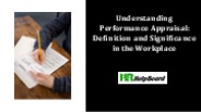 Performance Appraisal Meaning and Definition
