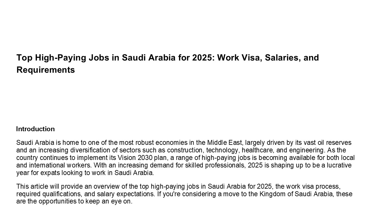 high paying job in saudi arabia
