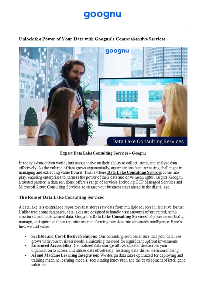 Expert Data Lake Consulting Services – Goognu