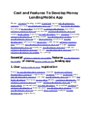Cost and Features To Develop Money Lending Mobile App