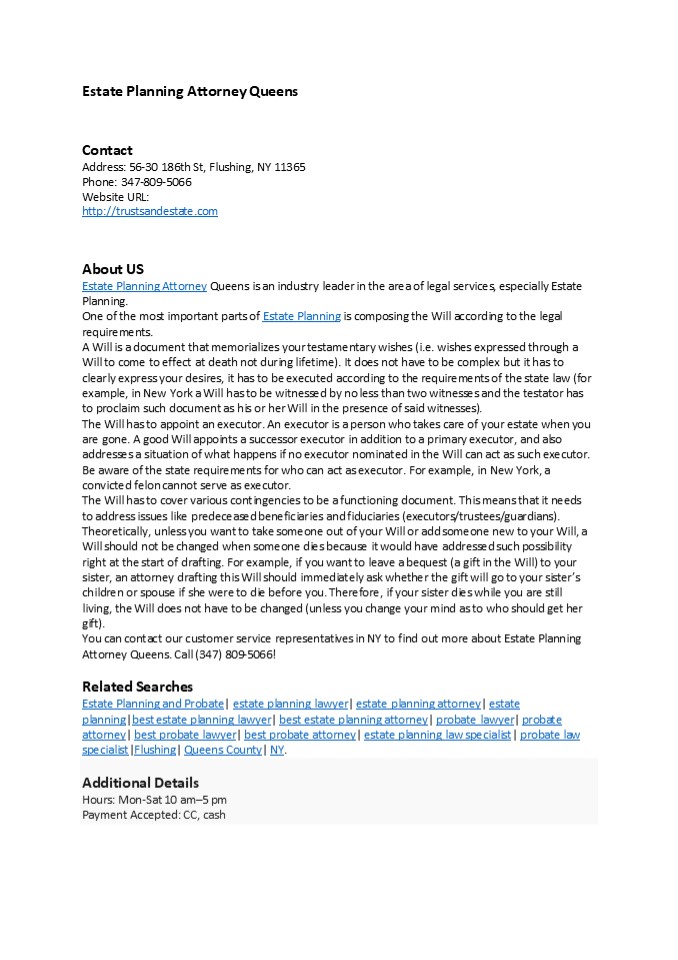 Estate Planning Attorney Queens