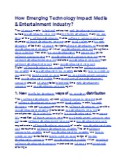 How Emerging Technology Impact Media & Entertainment Industry?