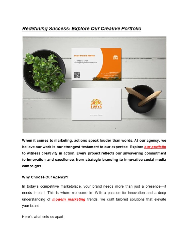 Redefining Success: Explore Our Creative Portfolio presentation | free ...