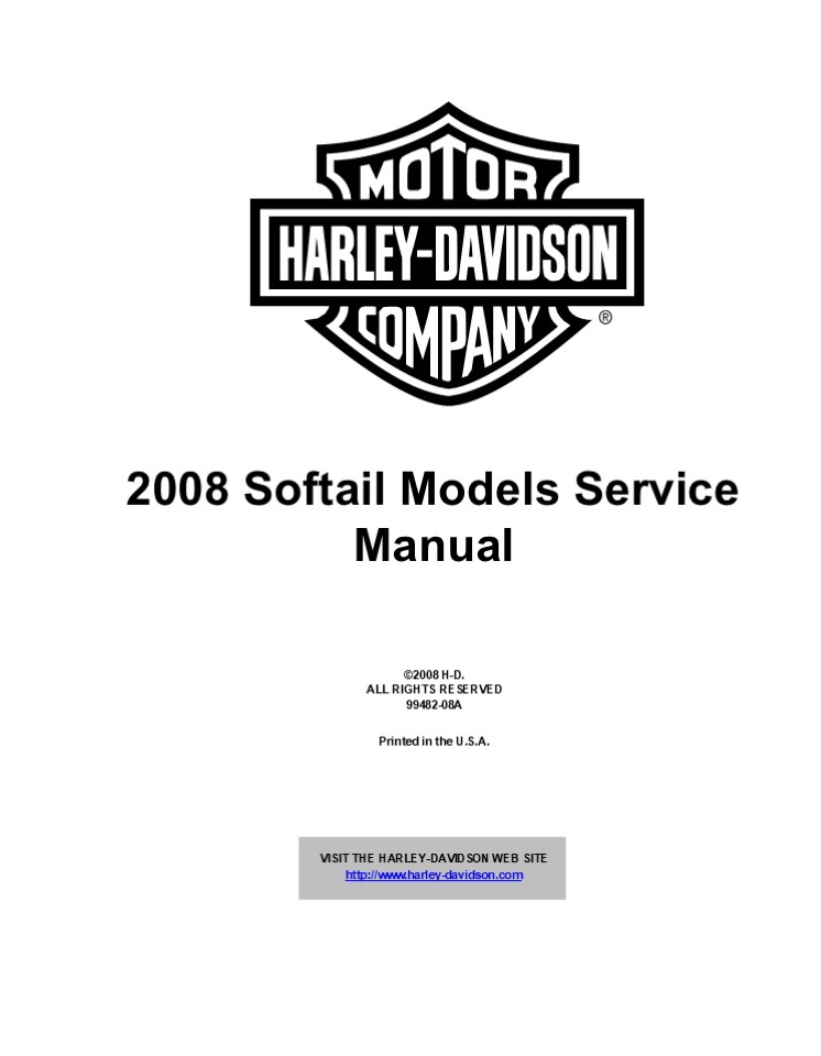 2008 Harley Davidson Softail Service Repair Manual Instant Download
