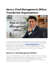 Role of a Chief Management Officer in Modern Businesses