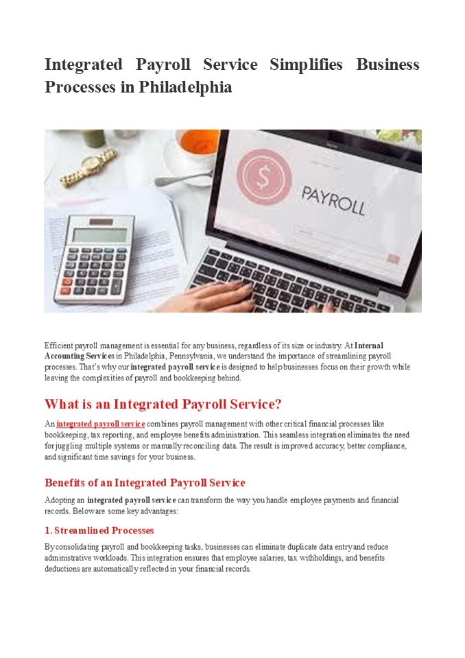 Integrated Payroll Service Simplifies Business Processes in Philadelphia