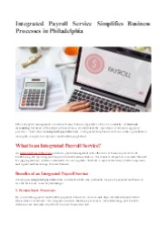 Integrated Payroll Service Simplifies Business Processes in Philadelphia