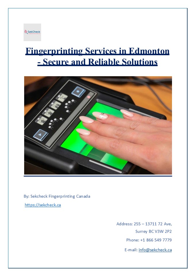 Fingerprinting Services in Edmonton - Secure and Reliable Solutions
