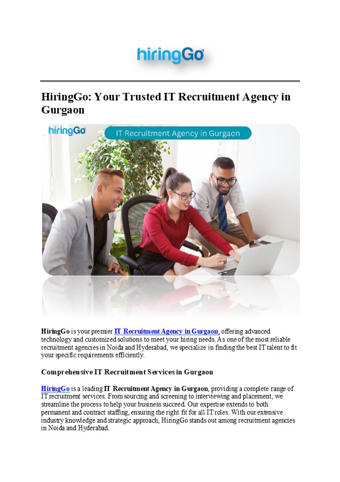 HiringGo: Your Premier IT Recruitment Agency in Gurgaon