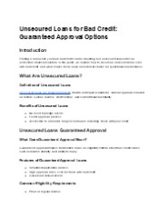 Unsecured Loans for Bad Credit: Guaranteed Approval Options