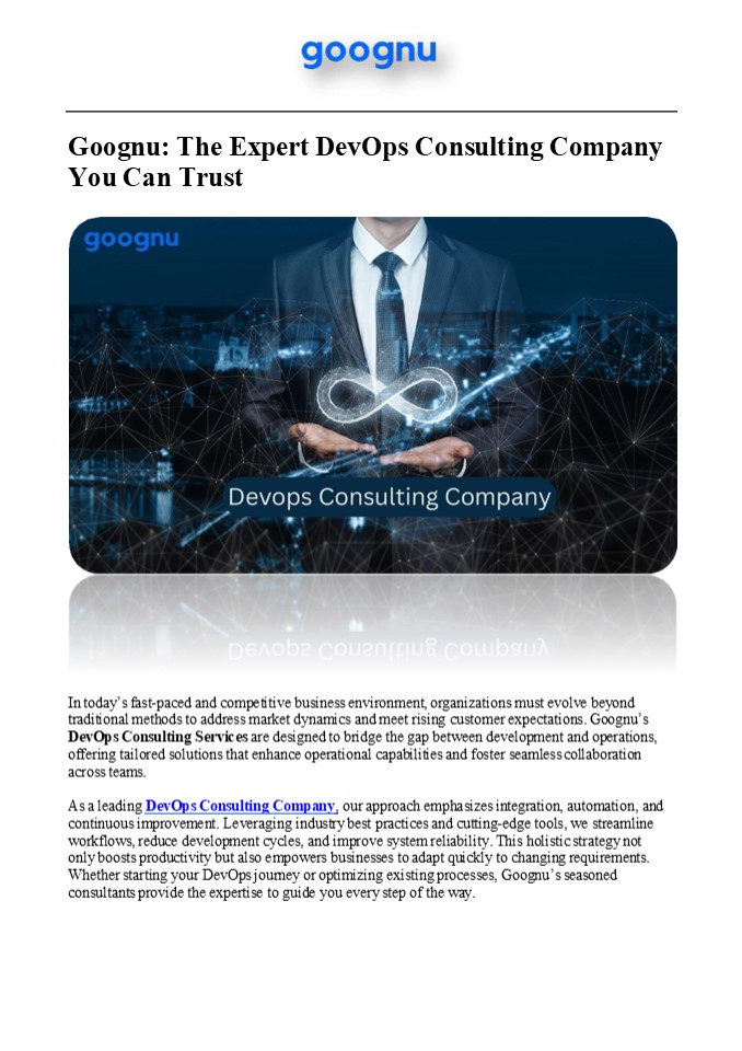 Goognu: The Expert DevOps Consulting Company You Can Trust
