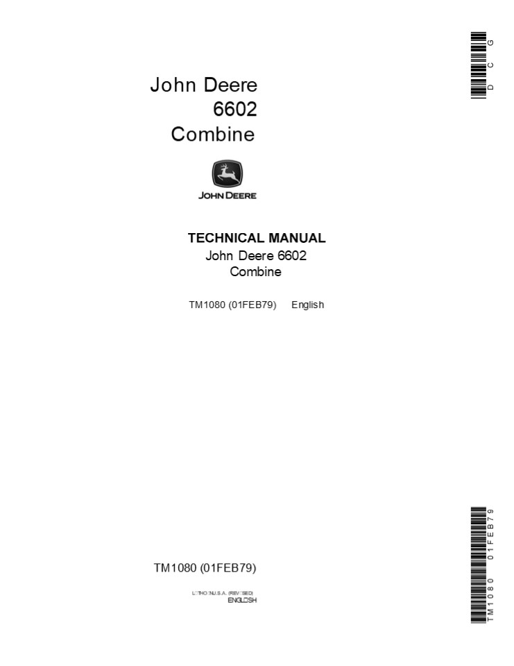 John Deere 6602 Combine Service Repair Manual Instant Download