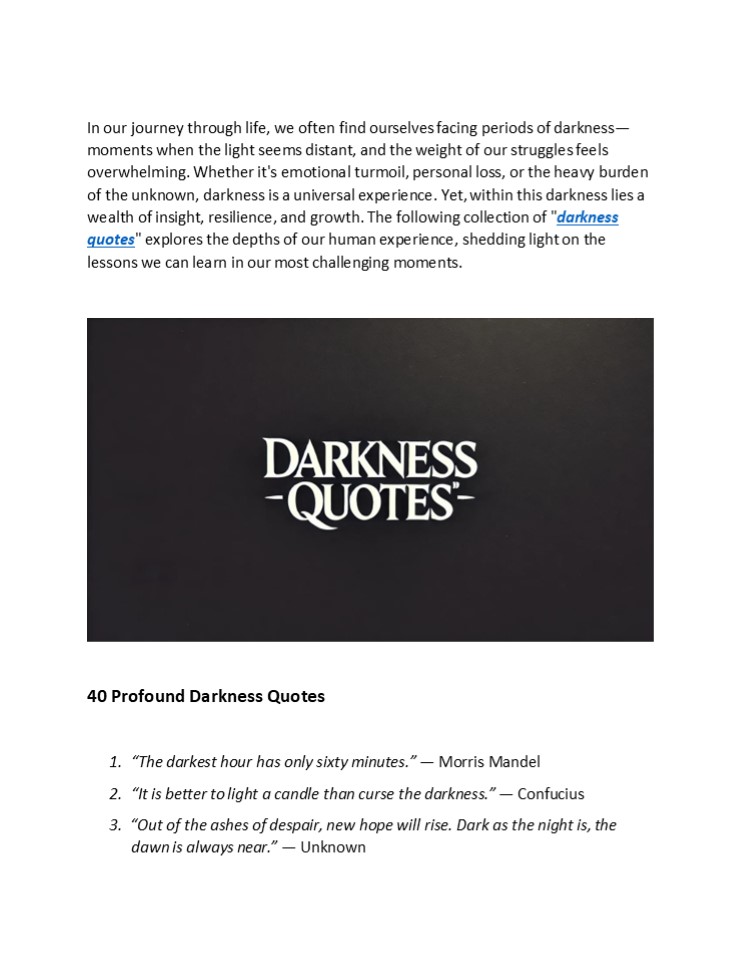 40 Powerful Darkness Quotes to Inspire Resilience and Growth