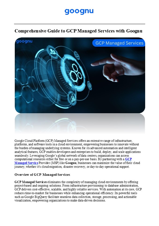Goognu: Optimize Your Cloud with GCP Managed Services
