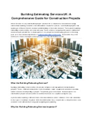 Building Estimating Services UK