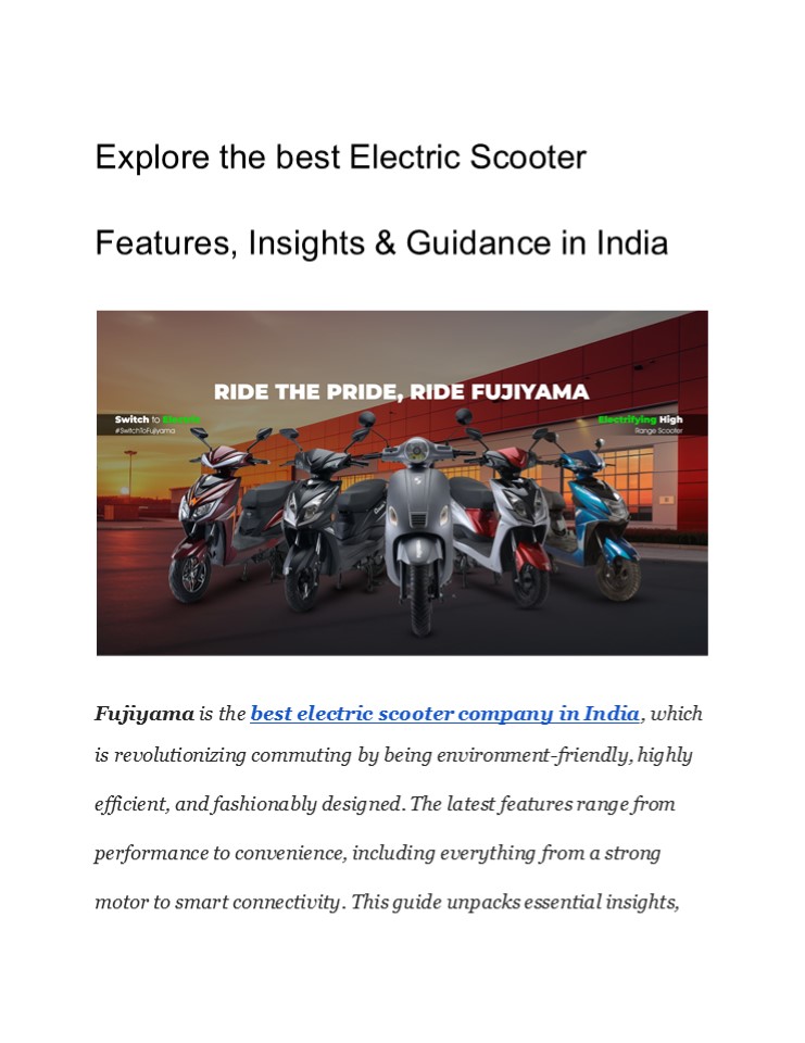 Explore the best Electric Scooter Features, Insights & Guidance in India