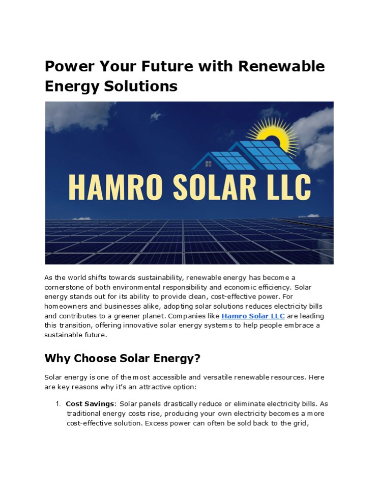 Innovative Solar Solutions by Hamro Solar LLC