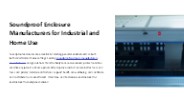 Soundproof Enclosure Manufacturers for Industrial and Home Use