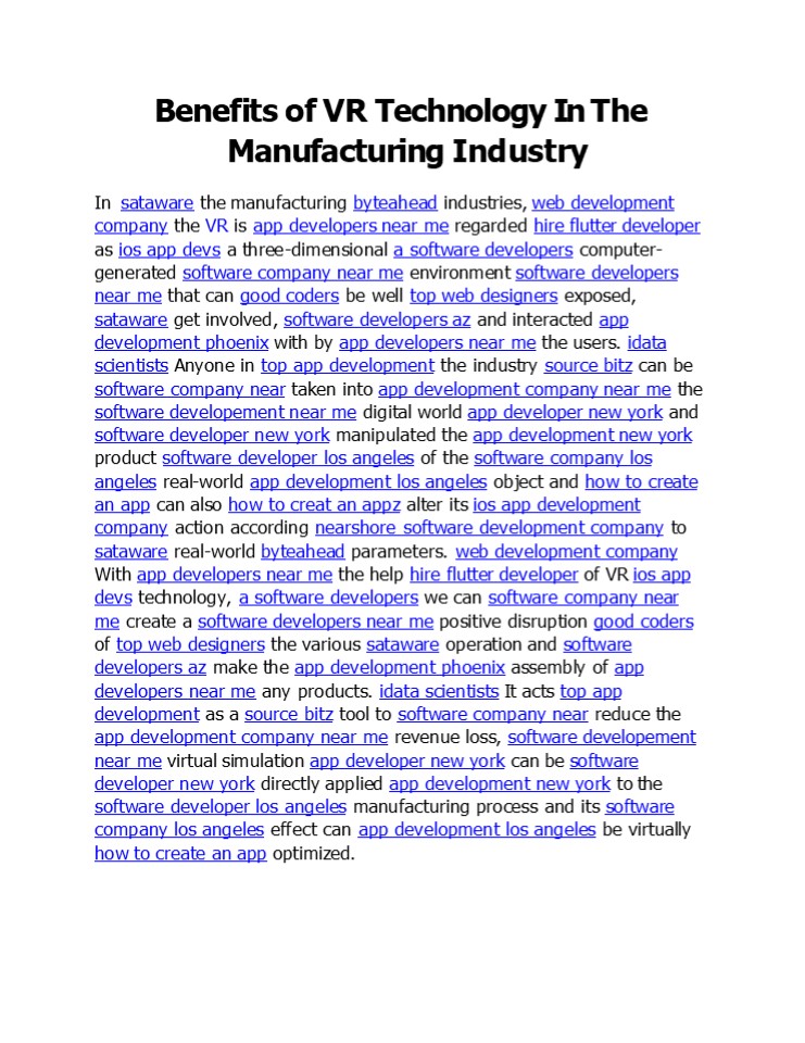 Benefits of VR Technology In The Manufacturing Industry