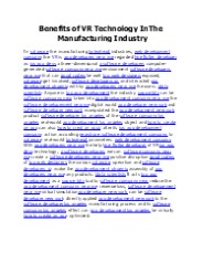Benefits of VR Technology In The Manufacturing Industry