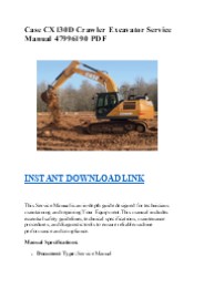 Case CX130D Crawler Excavator Service Manual 47996190 PDF