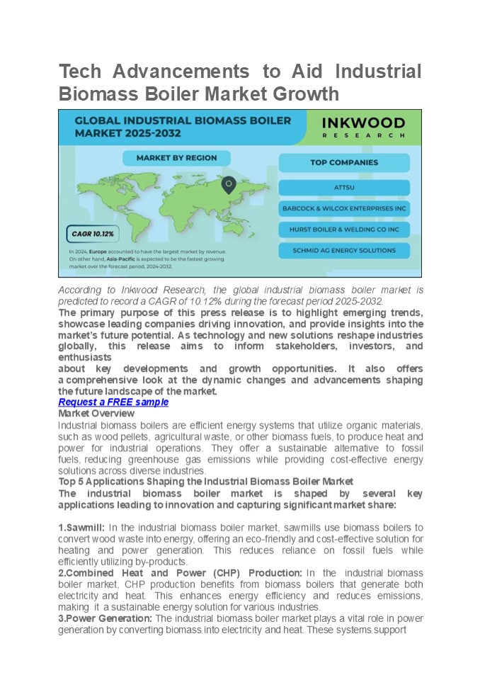 Tech Advancements to Aid Industrial Biomass Boiler Market Growth