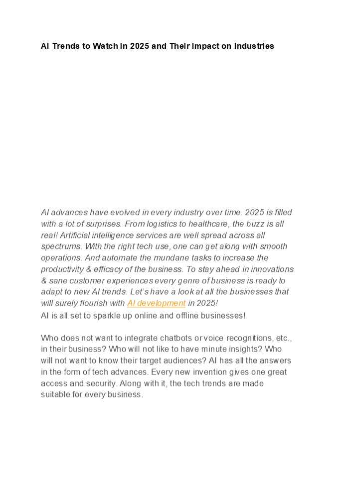 PPT – AI Trends to Watch in 2025 and Their Impact on Industries ...