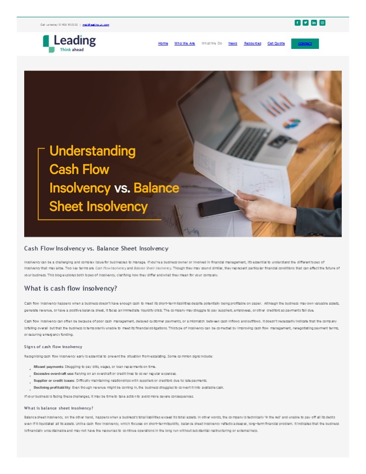 Cash Flow Insolvency vs. Balance Sheet Insolvency