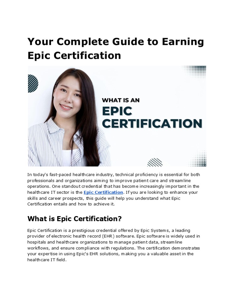 Master Epic Certification: Your Path to Success