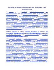 Striking a Balance Between Data Analytics And Data Privacy