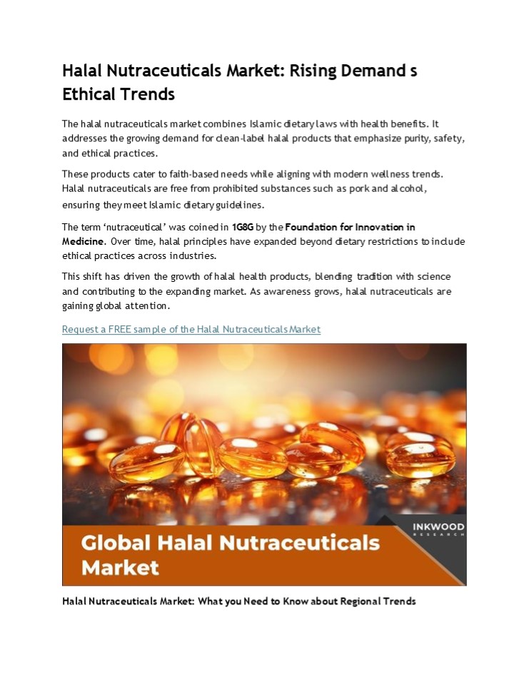 Halal Nutraceuticals Market Trends 2025 | Industry Insights