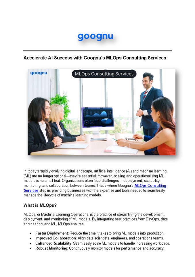 Goognu: Your MLOps Consulting Services Partner for Success