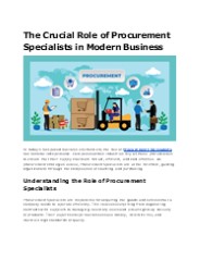 Procurement Specialists: Key to Business Efficiency