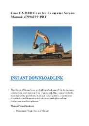 Case CX210D Crawler Excavator Service Manual 47996199 PDF
