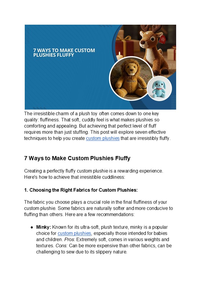 7 Ways to Make Custom Plushies Fluffy